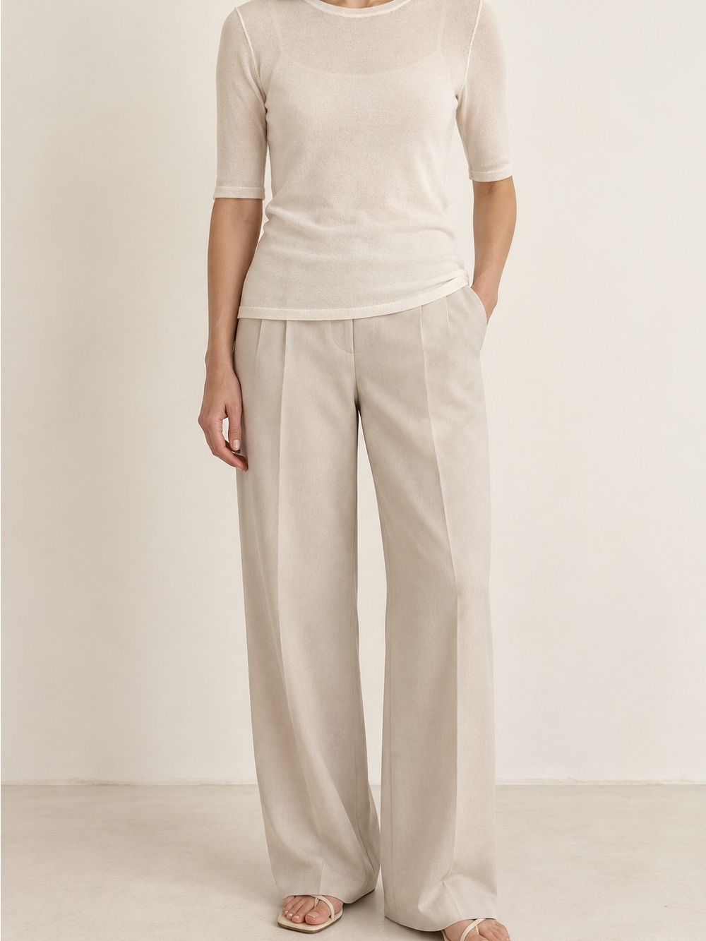 TOTEME Thin Cashmere Tee Ivory 100% Cashmere